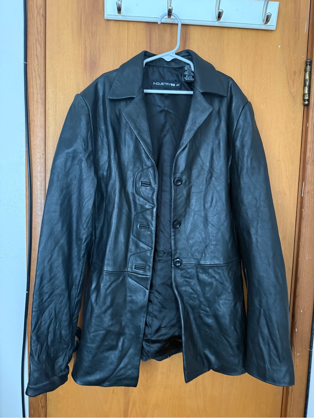 Source Unknown Black Leather Button-Front Women's Jacket